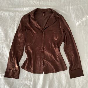 Skims Silk Pajama Set in Cocoa